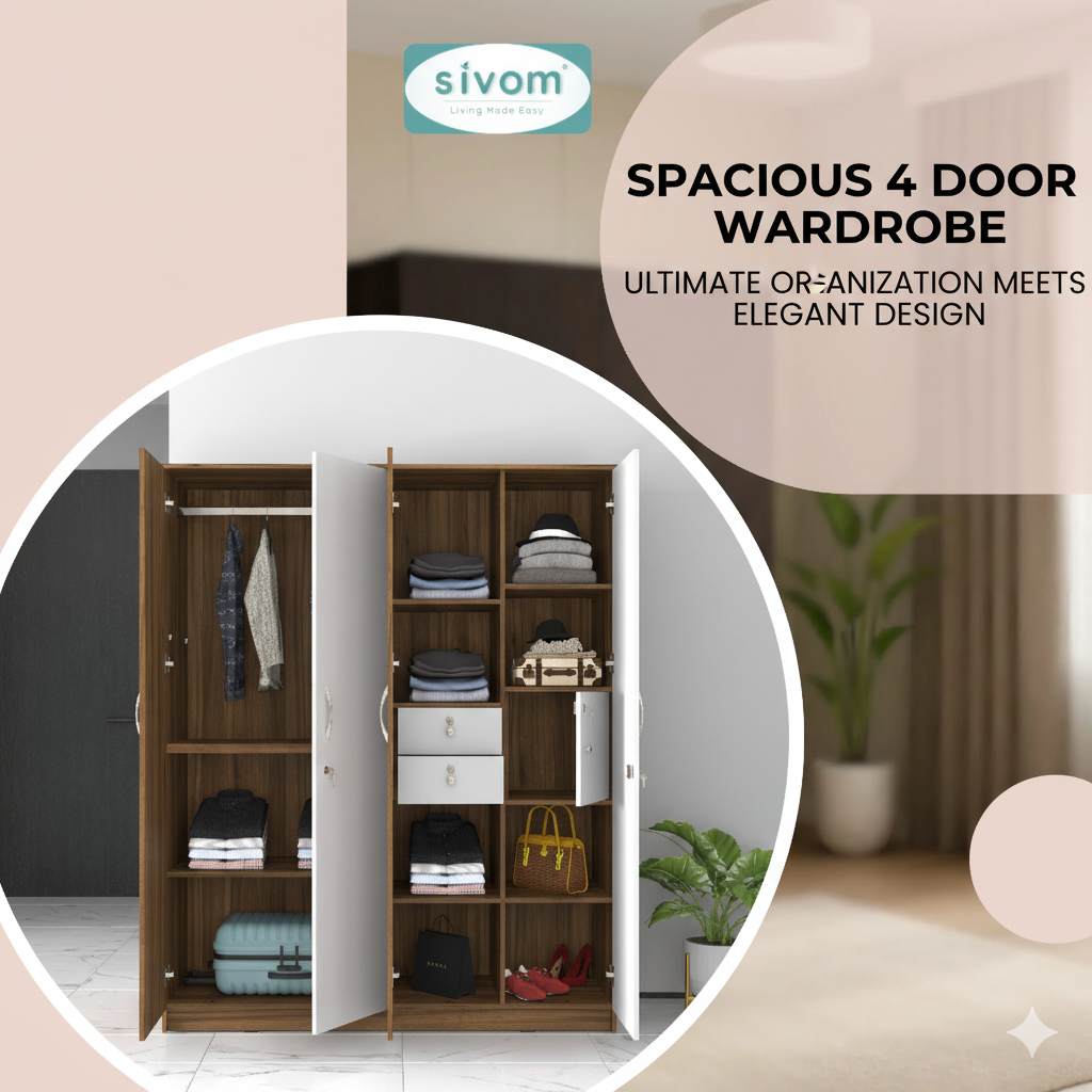 SIVOM Mezza Multipurpose 4 Door Closet -Smart Storage Meets Modern Design