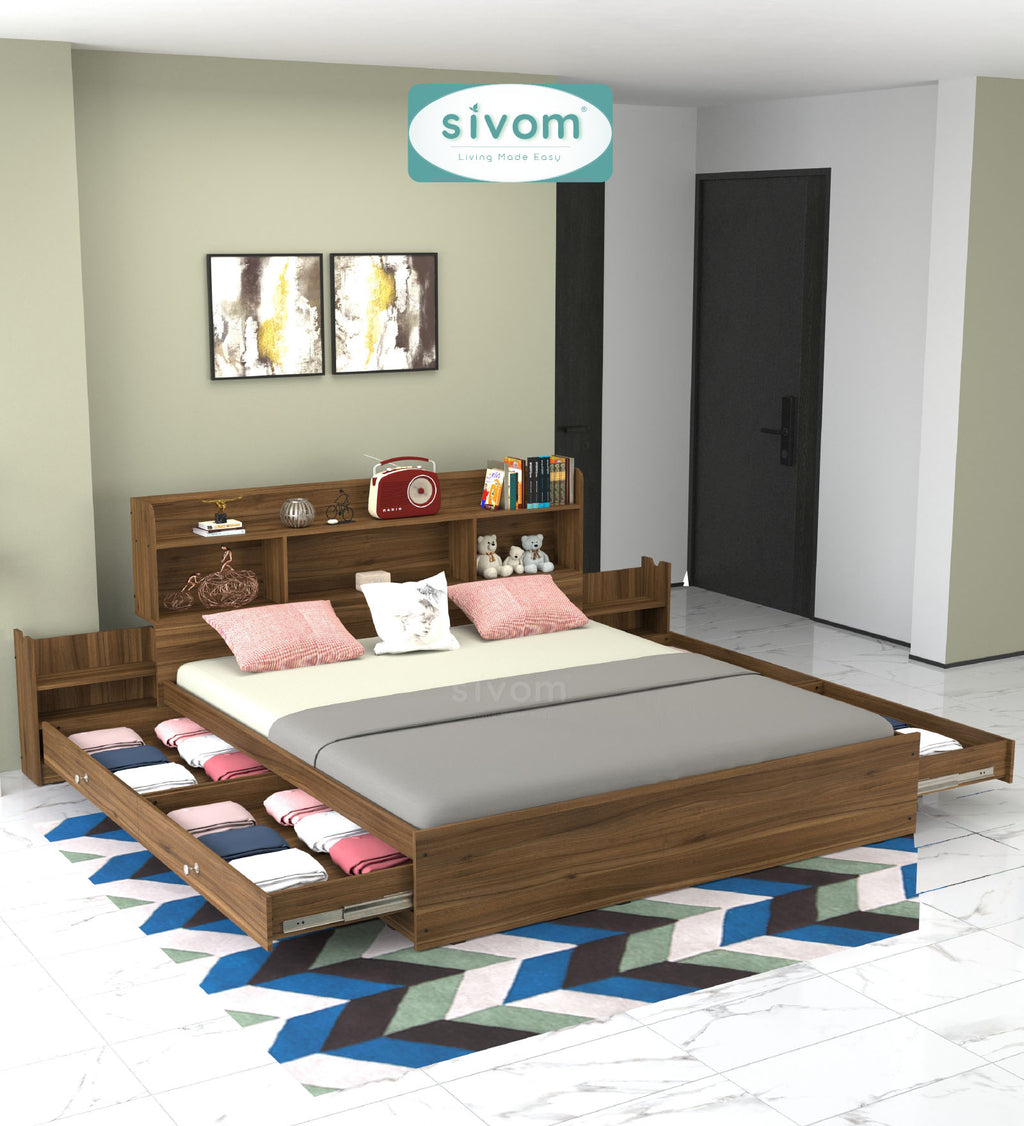 Sivom SIVOM Acasa Box Bed with Storage Engineered Wood King Box Bed for Modern Homes | Elegant Design & Premium Finish