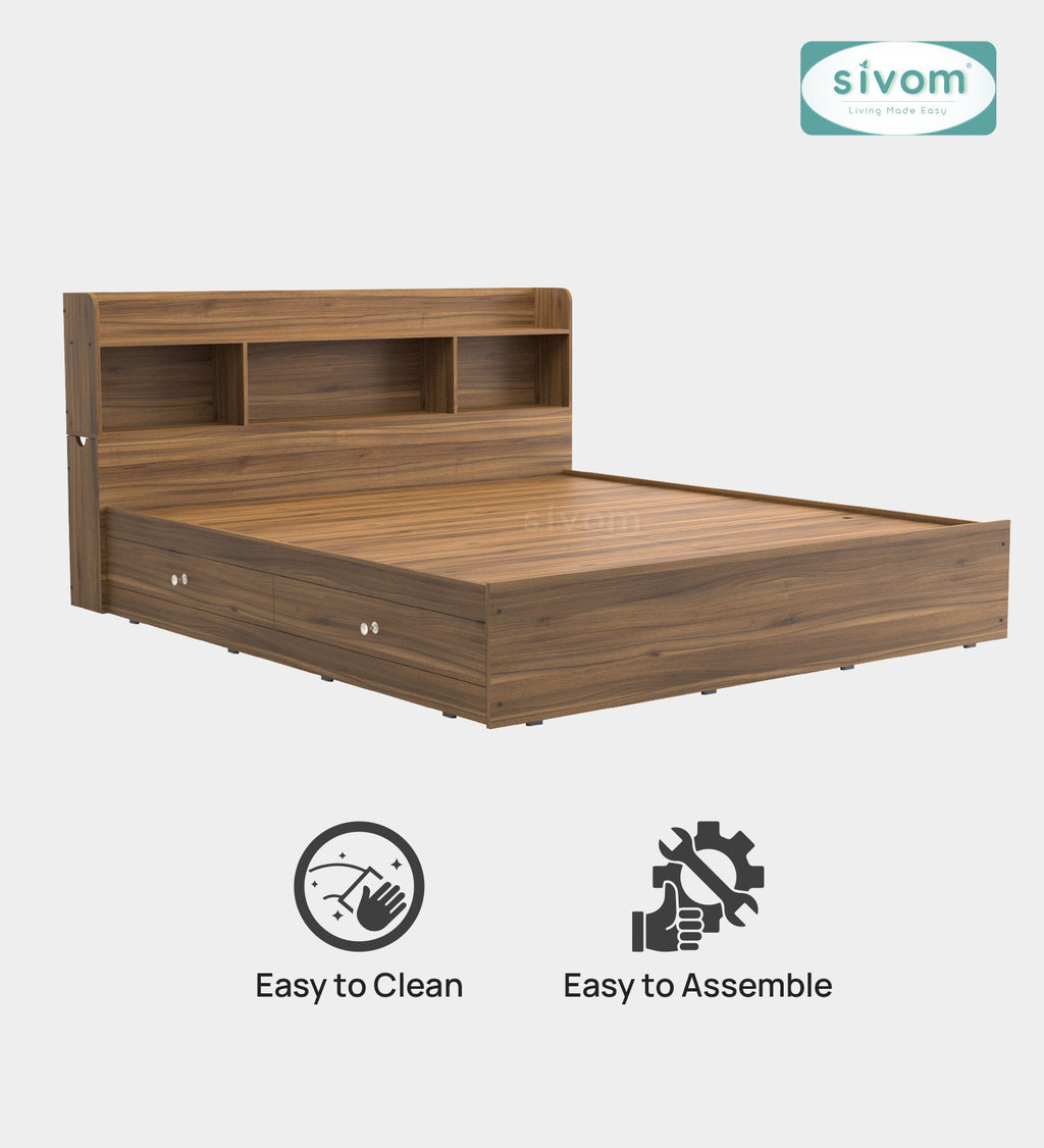 Sivom SIVOM Acasa Box Bed with Storage Engineered Wood King Box Bed for Modern Homes | Elegant Design & Premium Finish