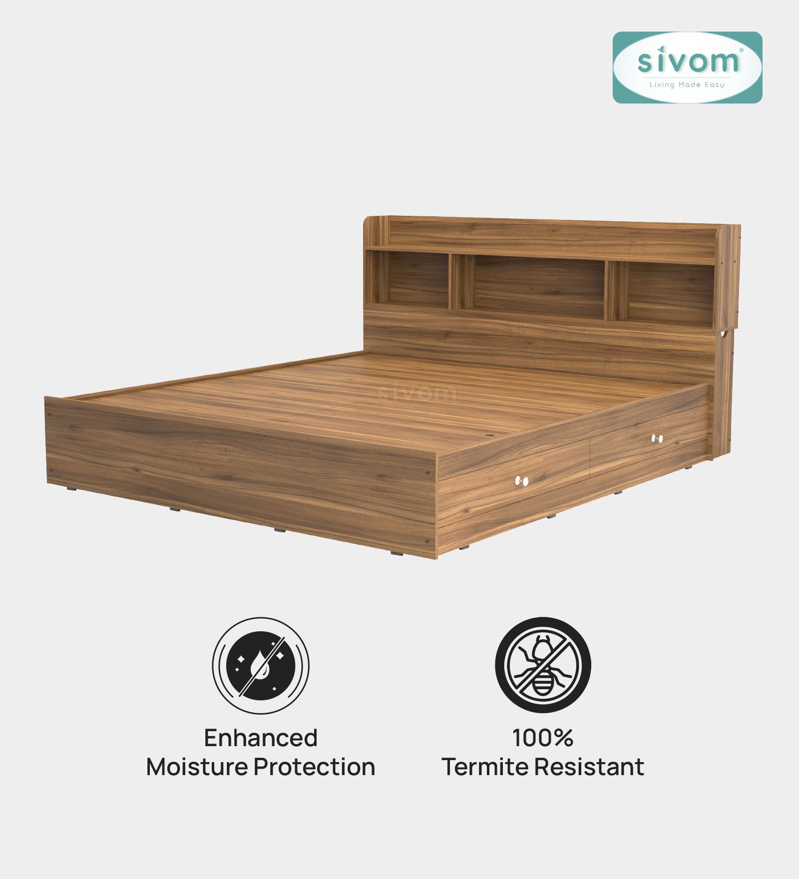 Sivom SIVOM Acasa Box Bed with Storage Engineered Wood King Box Bed for Modern Homes | Elegant Design & Premium Finish