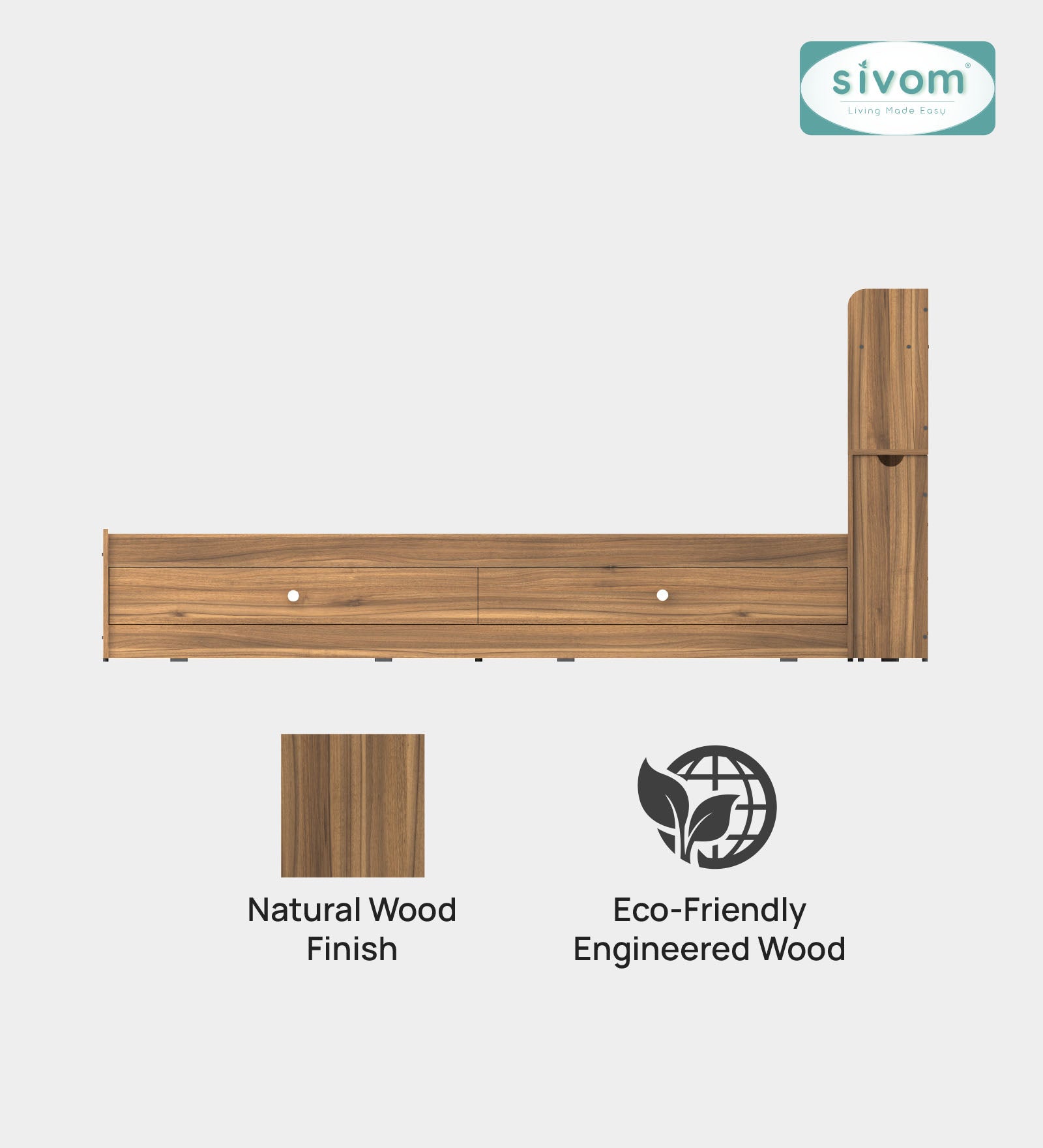 Sivom SIVOM Acasa Box Bed with Storage Engineered Wood King Box Bed for Modern Homes | Elegant Design & Premium Finish