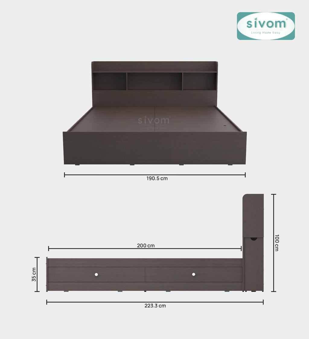 Sivom SIVOM Acasa Box Bed with Storage Engineered Wood King Box Bed for Modern Homes | Elegant Design & Premium Finish