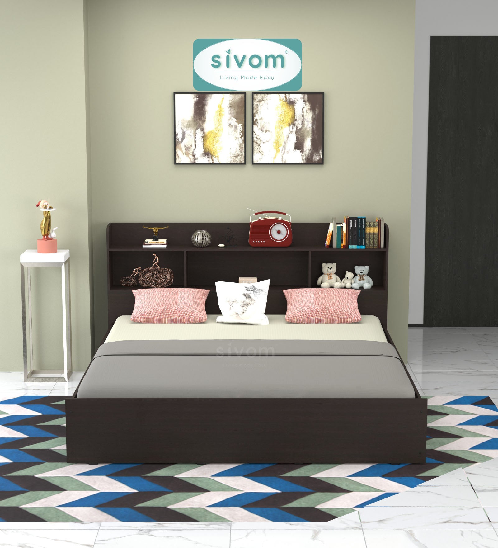 Sivom SIVOM Acasa Box Bed with Storage Engineered Wood King Box Bed for Modern Homes | Elegant Design & Premium Finish