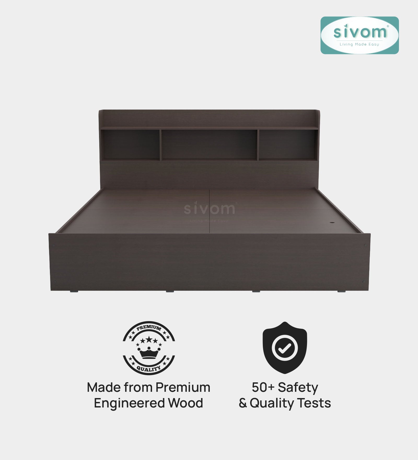 Sivom SIVOM Acasa Box Bed with Storage Engineered Wood King Box Bed for Modern Homes | Elegant Design & Premium Finish