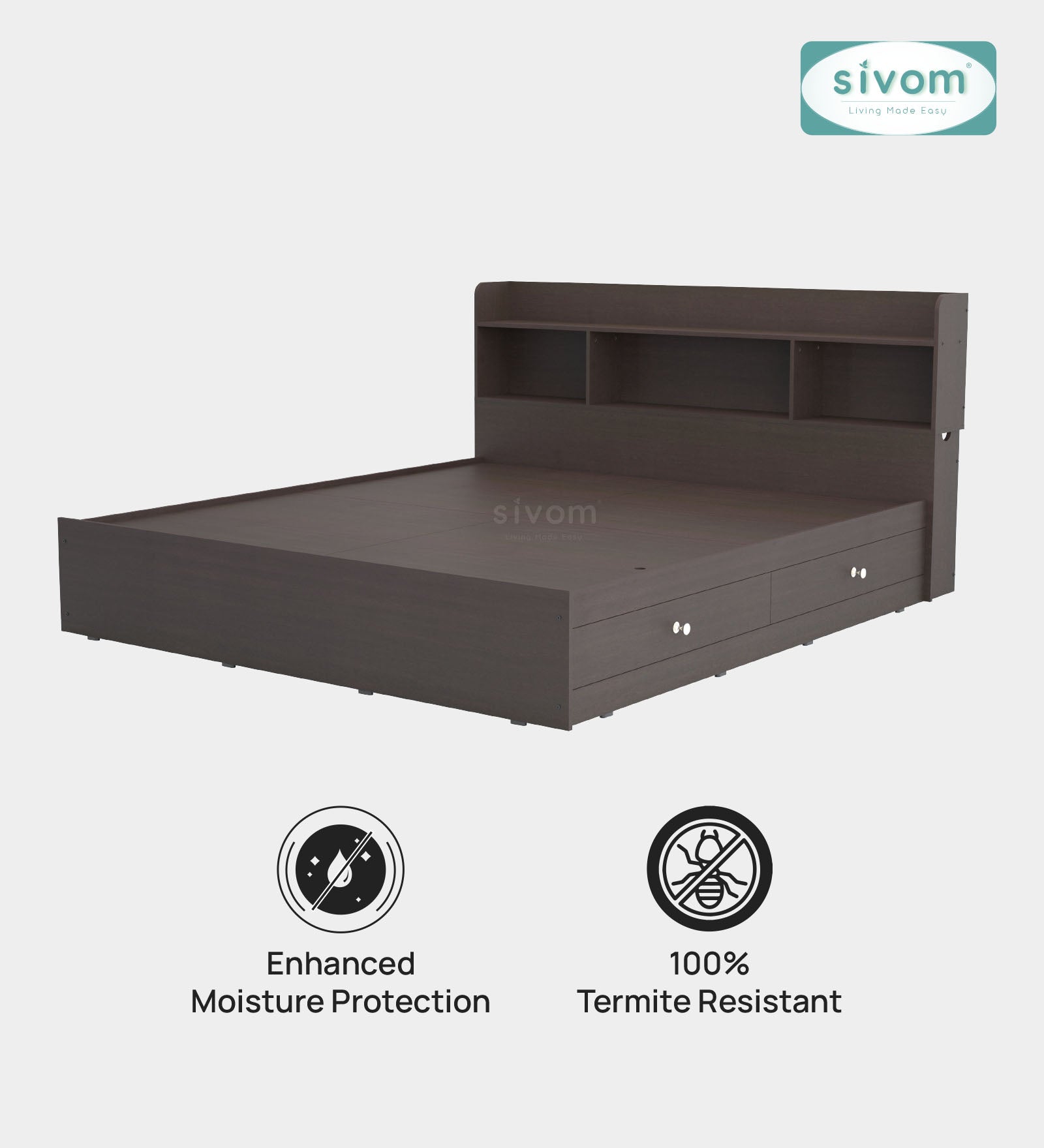 Sivom SIVOM Acasa Box Bed with Storage Engineered Wood King Box Bed for Modern Homes | Elegant Design & Premium Finish