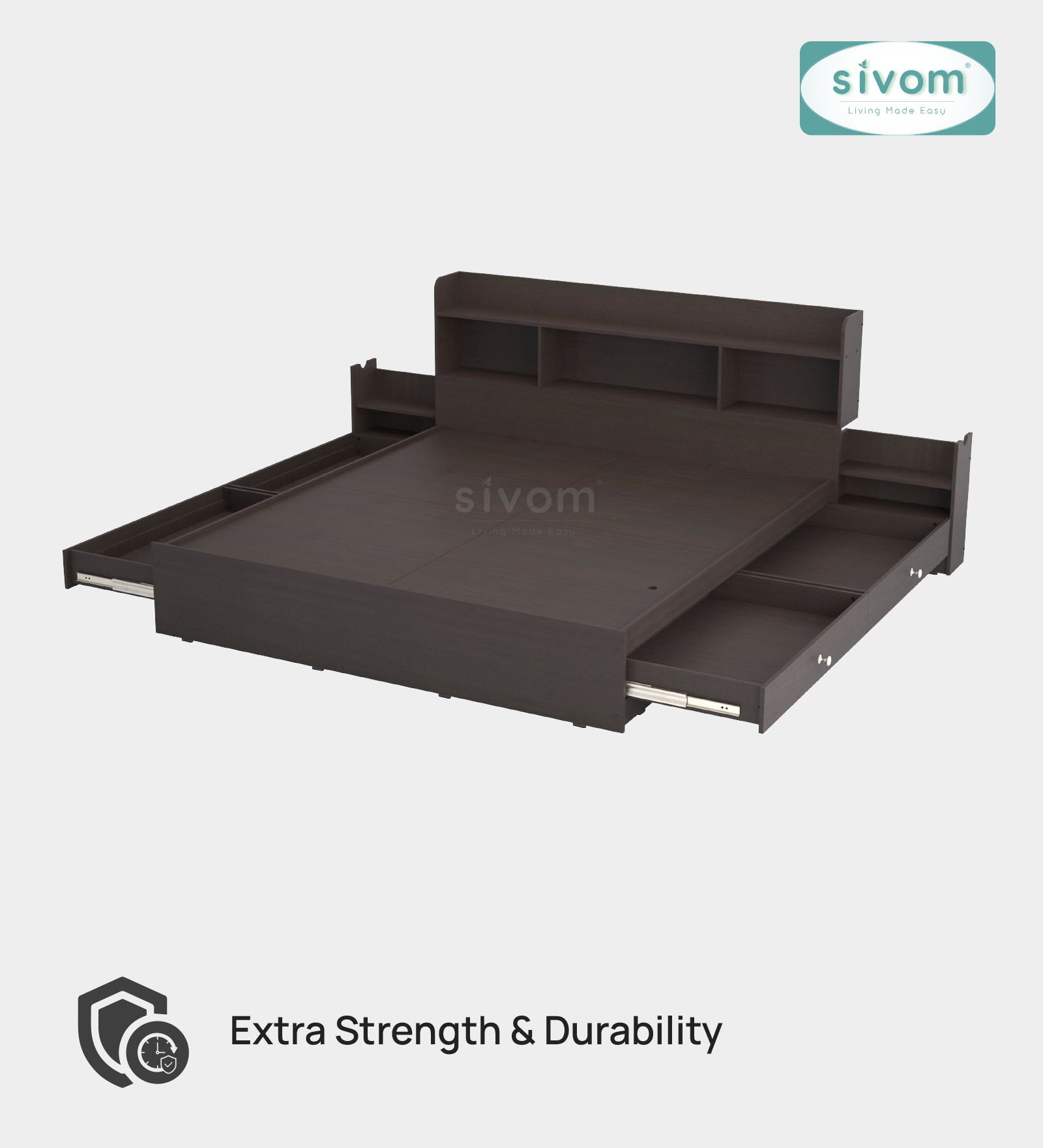 Sivom SIVOM Acasa Box Bed with Storage Engineered Wood King Box Bed for Modern Homes | Elegant Design & Premium Finish