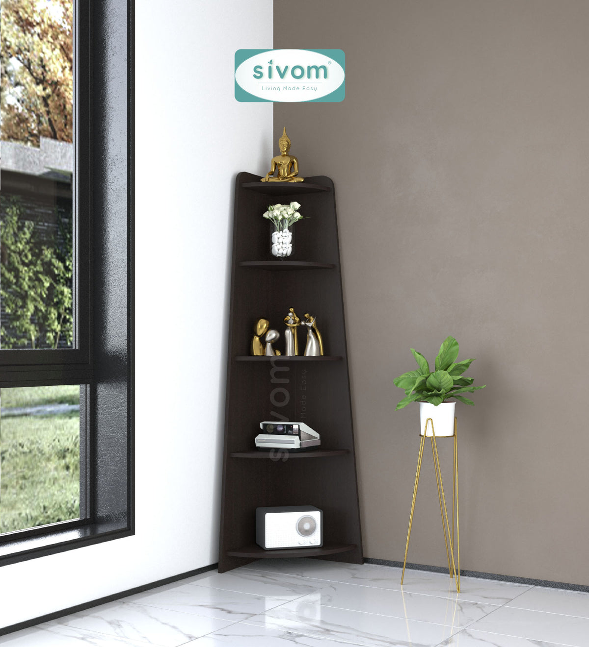 SIVOM Aero Multipurpose Storage Unit Engineered Wood Free Standing Cabinet for Modern Homes | Elegant Design & Premium Finish