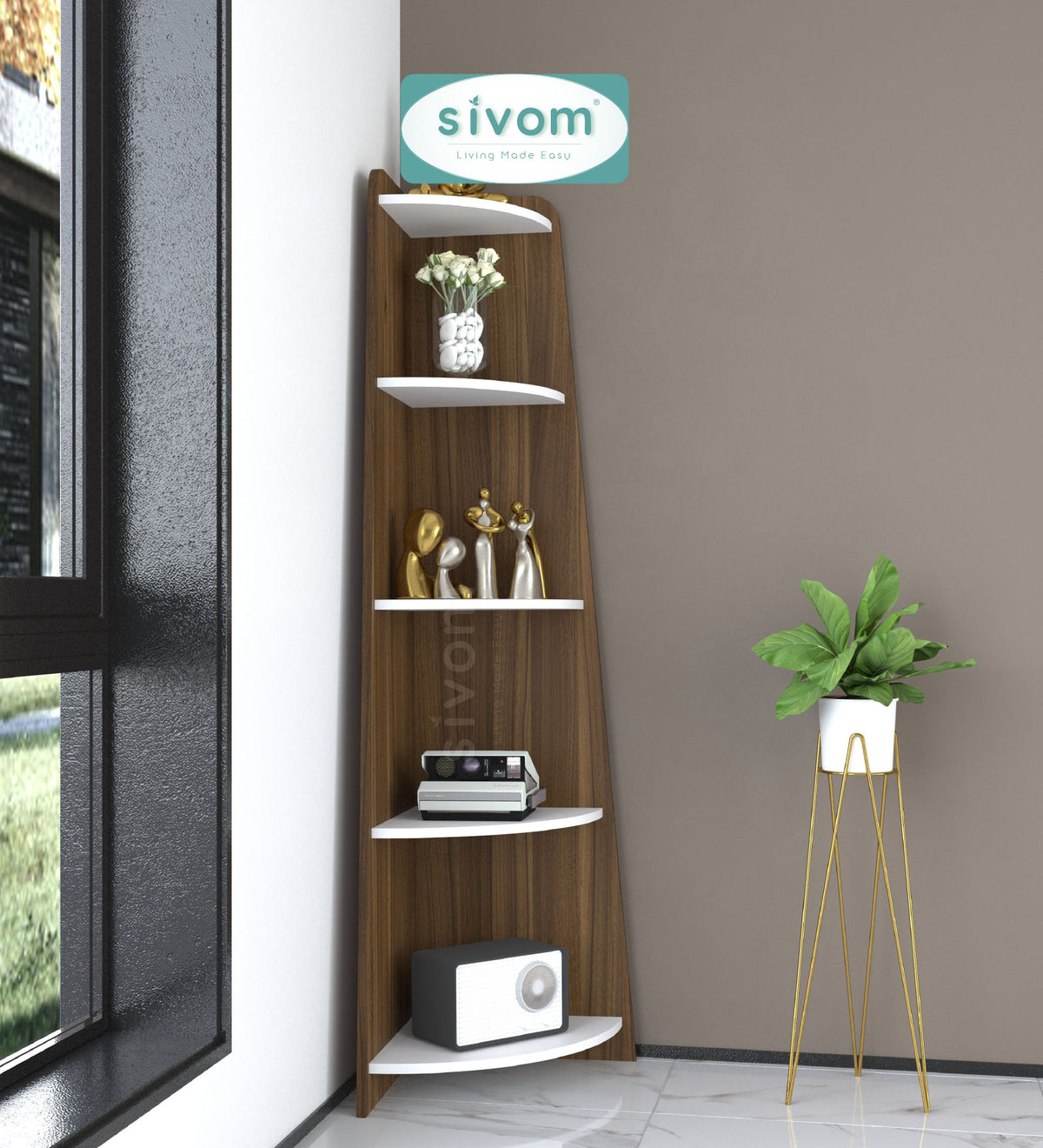 SIVOM Aero Multipurpose Storage Unit Engineered Wood Free Standing Cabinet for Modern Homes | Elegant Design & Premium Finish