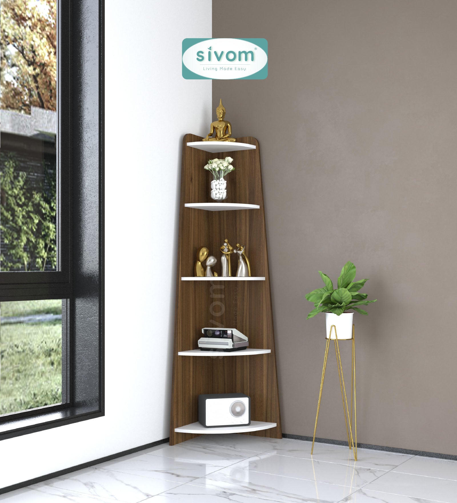 SIVOM Aero Multipurpose Storage Unit Engineered Wood Free Standing Cabinet for Modern Homes | Elegant Design & Premium Finish