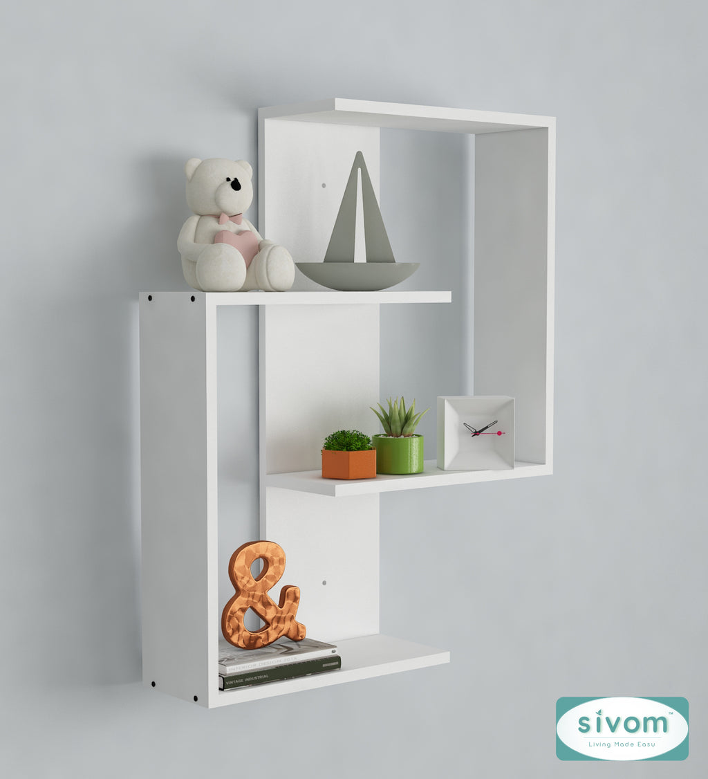 Sivom SIVOM ALEN Multipurpose Modular Wall Racks/Shelves/Organiser/Décor Particle Board Wall Shelf (Number of Shelves - 4, ) for Modern Homes | Elegant Design & Premium Finish
