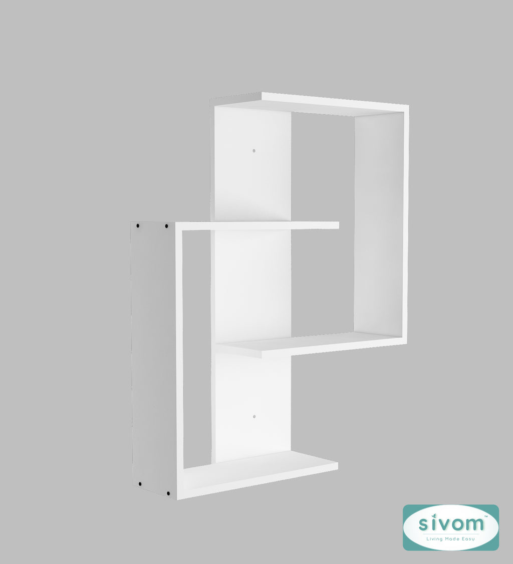 Sivom SIVOM ALEN Multipurpose Modular Wall Racks/Shelves/Organiser/Décor Particle Board Wall Shelf (Number of Shelves - 4, ) for Modern Homes | Elegant Design & Premium Finish