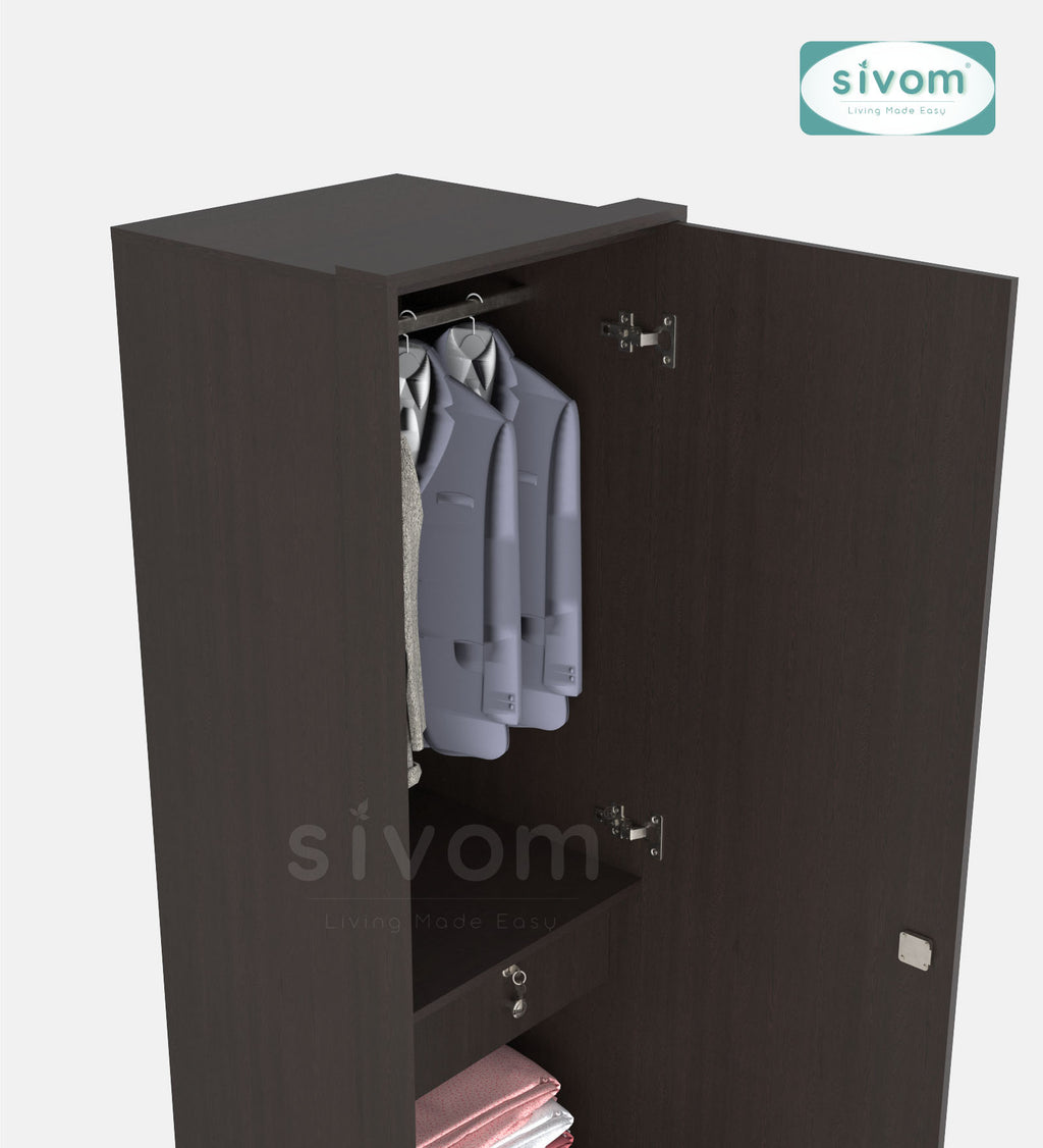SIVOM Alicent Multipurpose 1 Door Wardrobe Engineered Wood 1 Door Wardrobe for Modern Homes | Elegant Design & Premium Finish