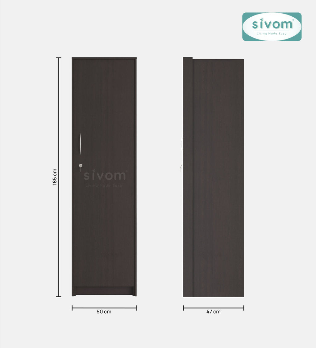 SIVOM Alicent Multipurpose 1 Door Wardrobe Engineered Wood 1 Door Wardrobe for Modern Homes | Elegant Design & Premium Finish