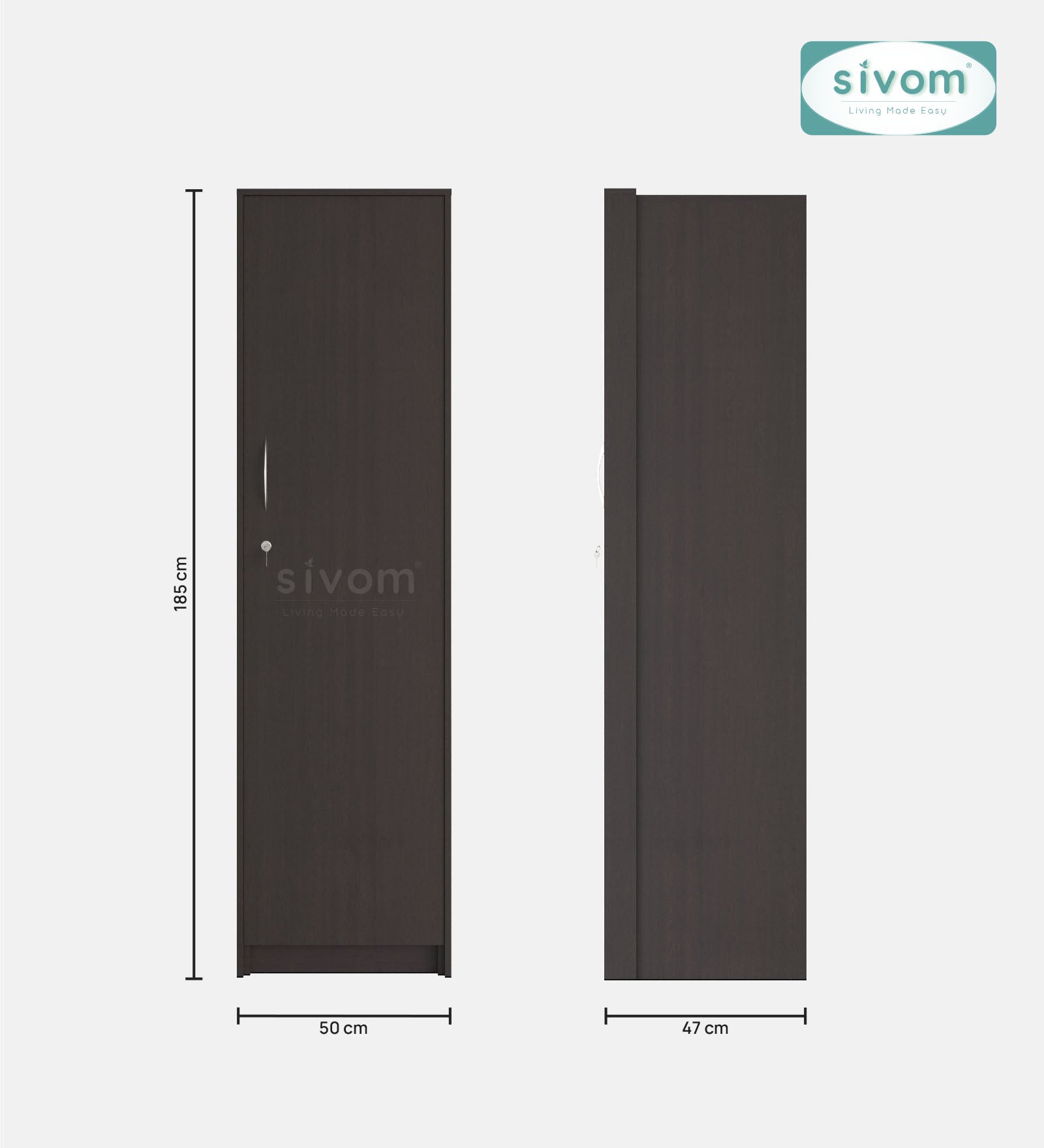 SIVOM Alicent Multipurpose 1 Door Wardrobe Engineered Wood 1 Door Wardrobe for Modern Homes | Elegant Design & Premium Finish