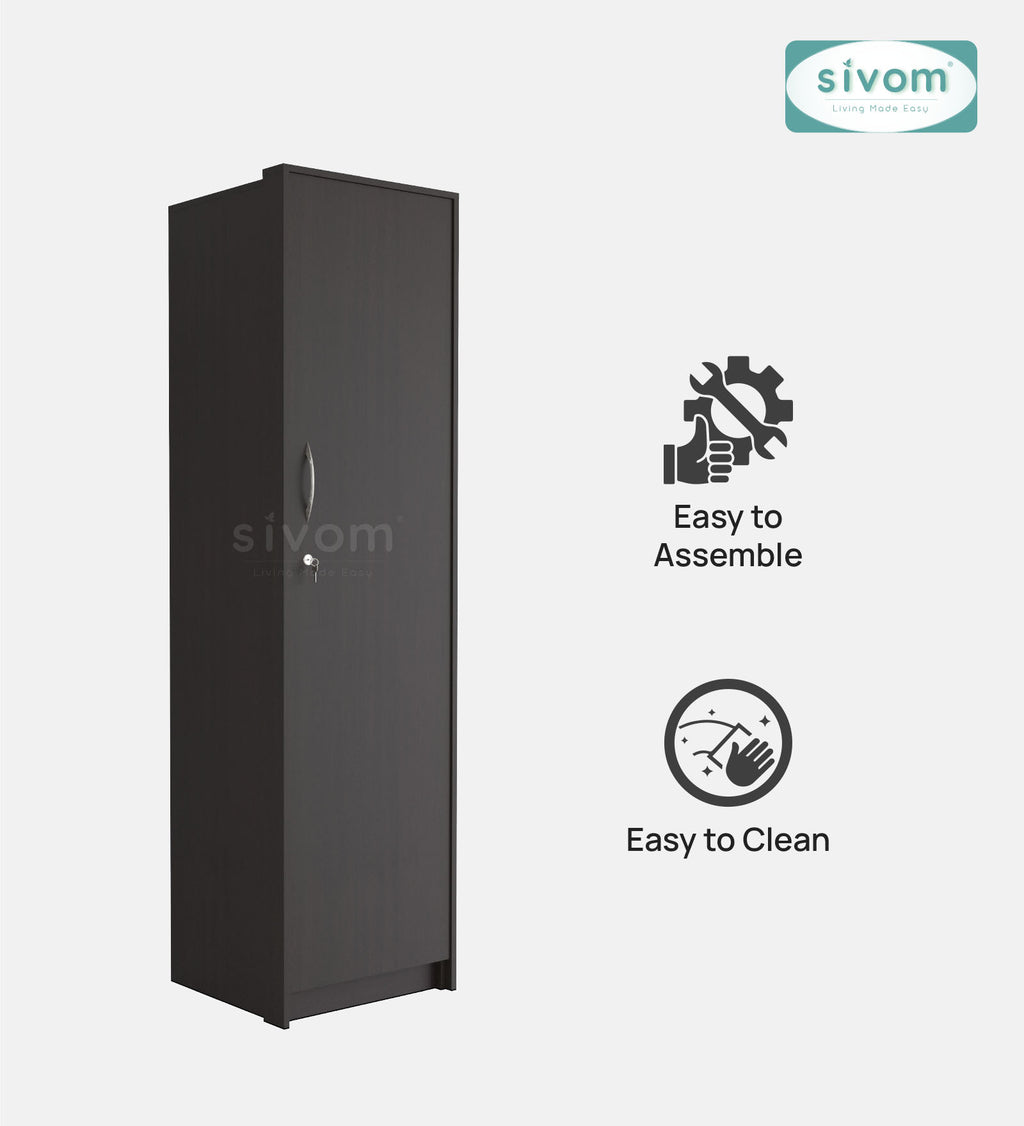 SIVOM Alicent Multipurpose 1 Door Wardrobe Engineered Wood 1 Door Wardrobe for Modern Homes | Elegant Design & Premium Finish
