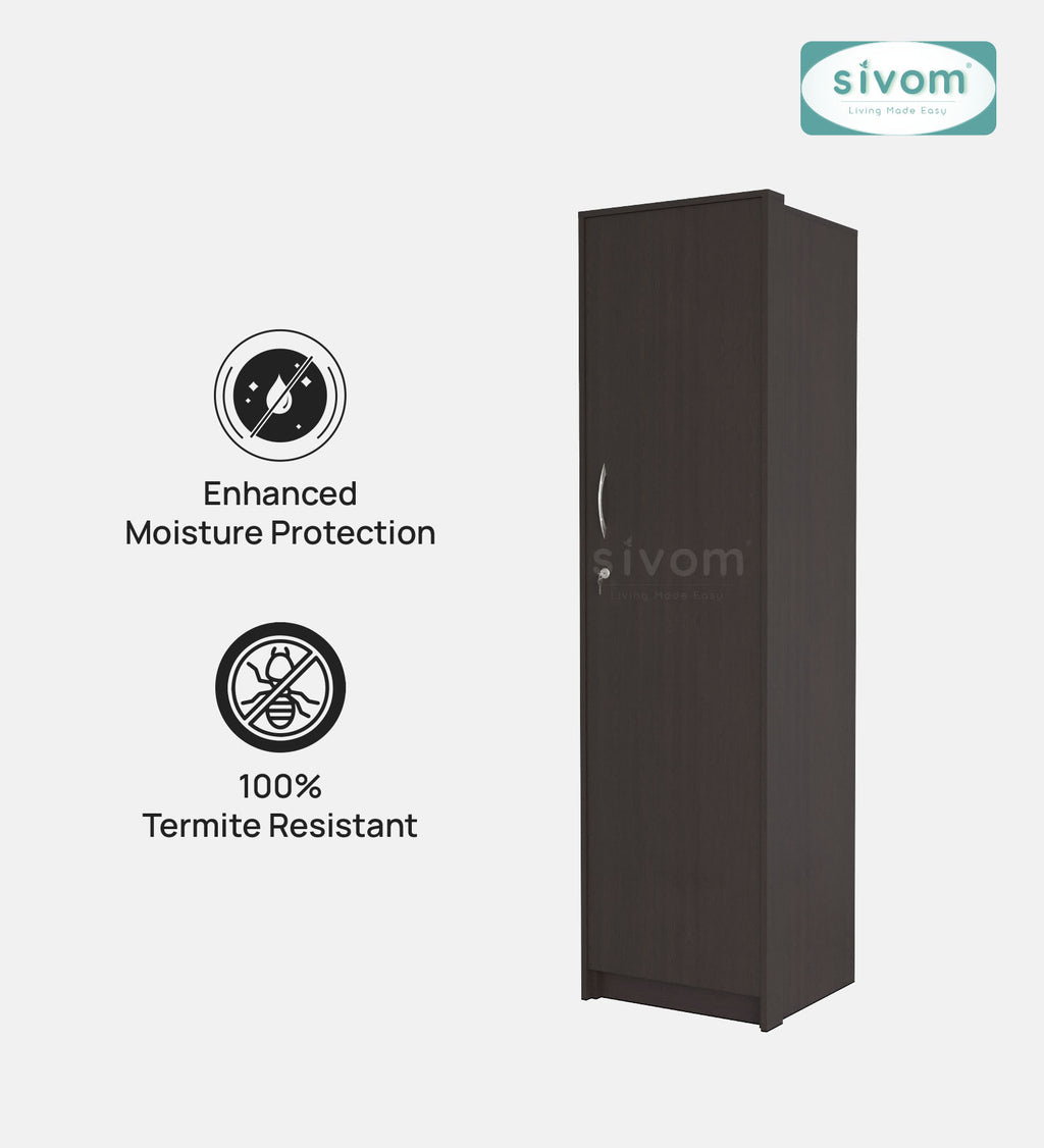 SIVOM Alicent Multipurpose 1 Door Wardrobe Engineered Wood 1 Door Wardrobe for Modern Homes | Elegant Design & Premium Finish