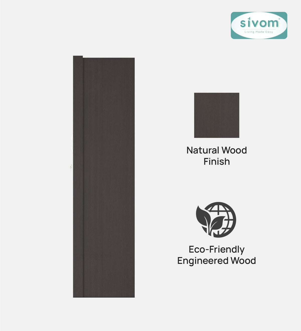 SIVOM Alicent Multipurpose 1 Door Wardrobe Engineered Wood 1 Door Wardrobe for Modern Homes | Elegant Design & Premium Finish