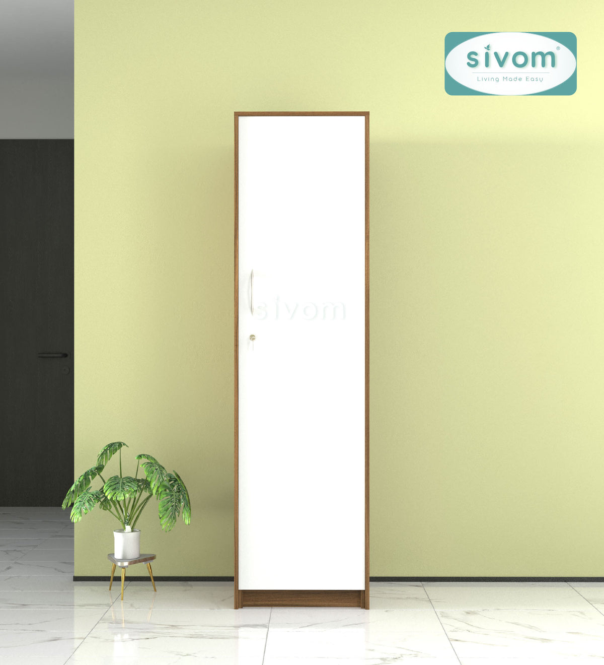 SIVOM Alicent Multipurpose 1 Door Wardrobe Engineered Wood 1 Door Wardrobe for Modern Homes | Elegant Design & Premium Finish