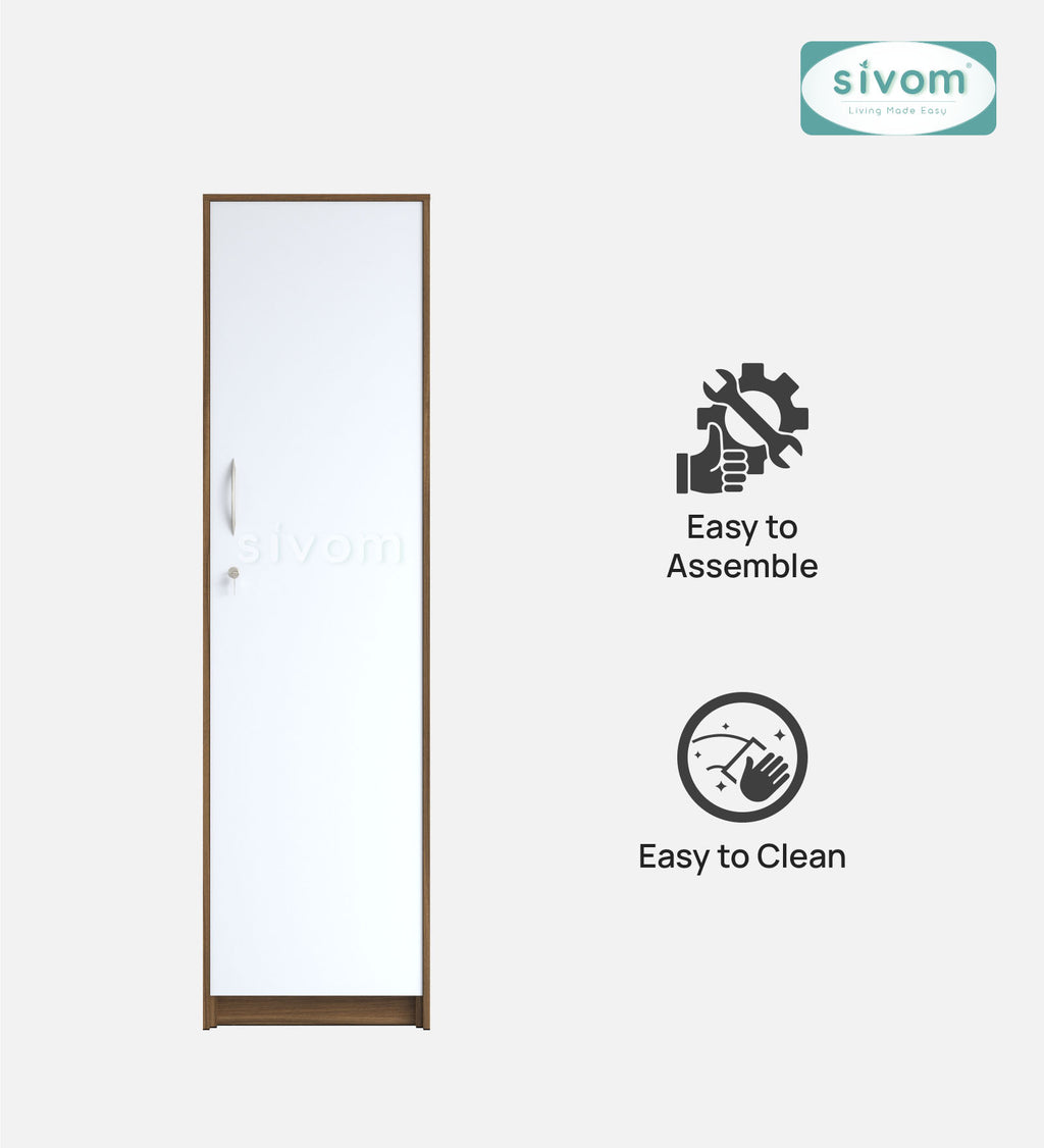 SIVOM Alicent Multipurpose 1 Door Wardrobe Engineered Wood 1 Door Wardrobe for Modern Homes | Elegant Design & Premium Finish