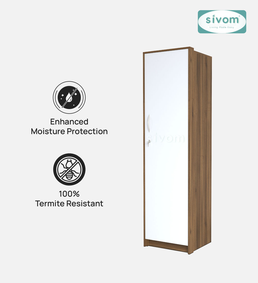 SIVOM Alicent Multipurpose 1 Door Wardrobe Engineered Wood 1 Door Wardrobe for Modern Homes | Elegant Design & Premium Finish