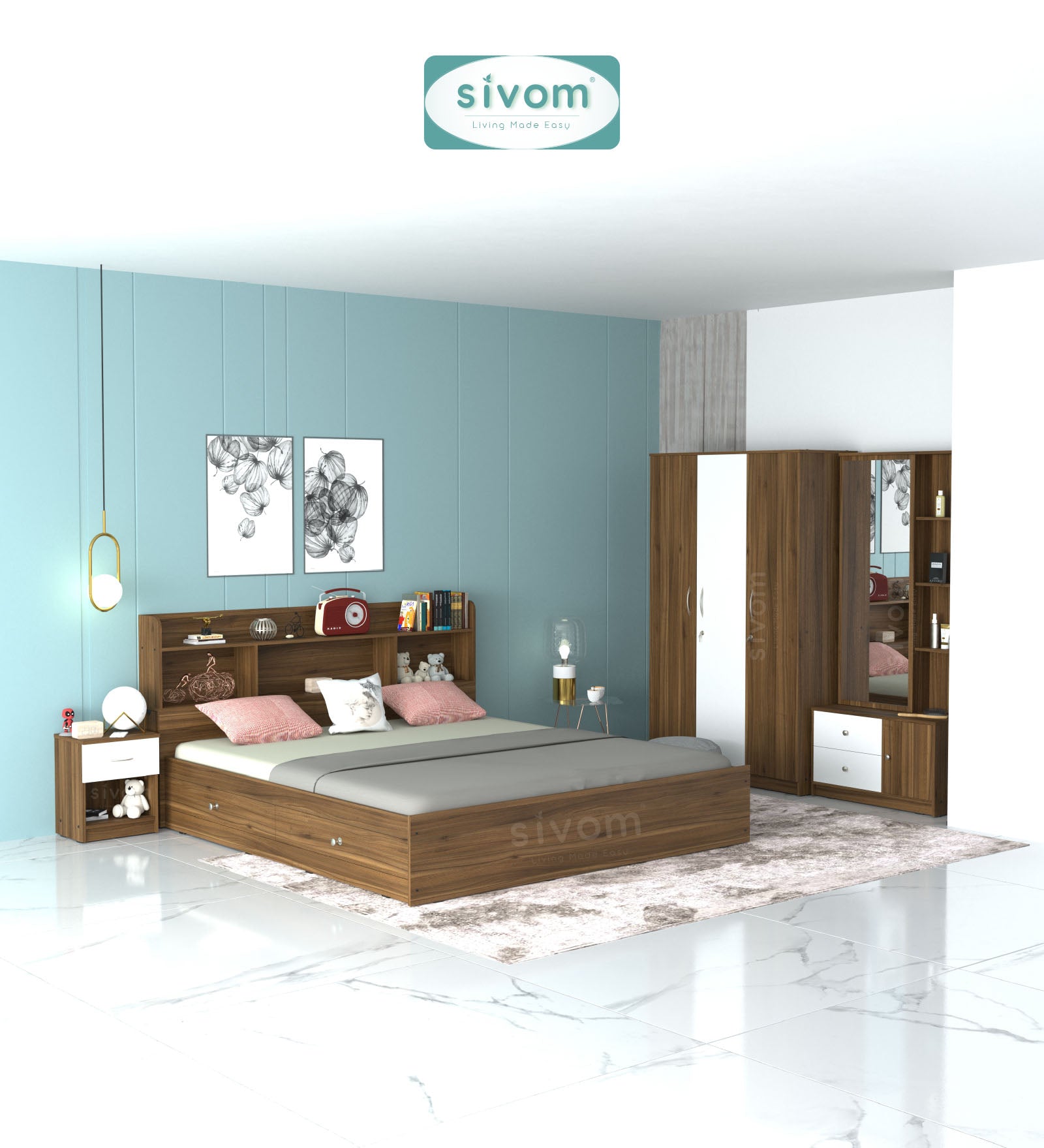 Sivom furniture Amora King Bedroom Combo