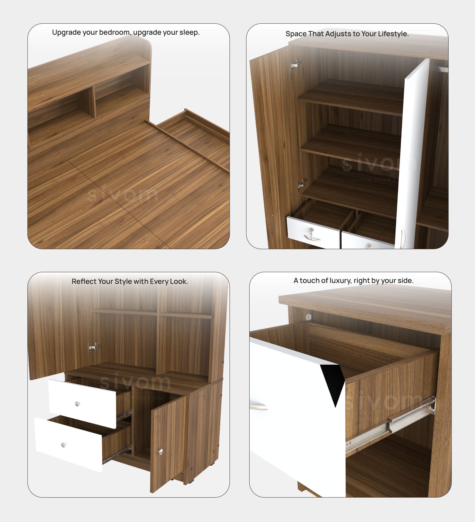 Sivom furniture Amora Queen Bedroom Combo