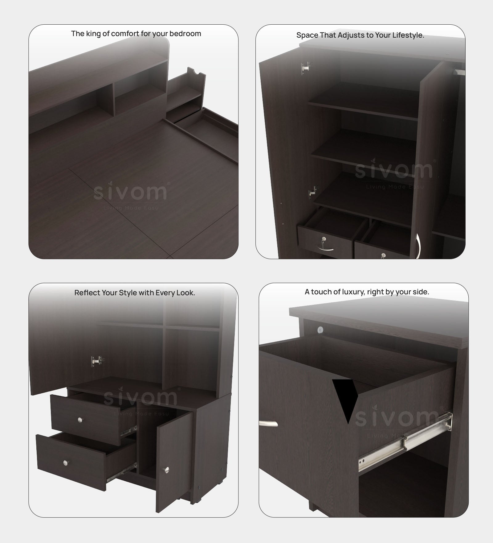 Sivom furniture Amora King Bedroom Combo