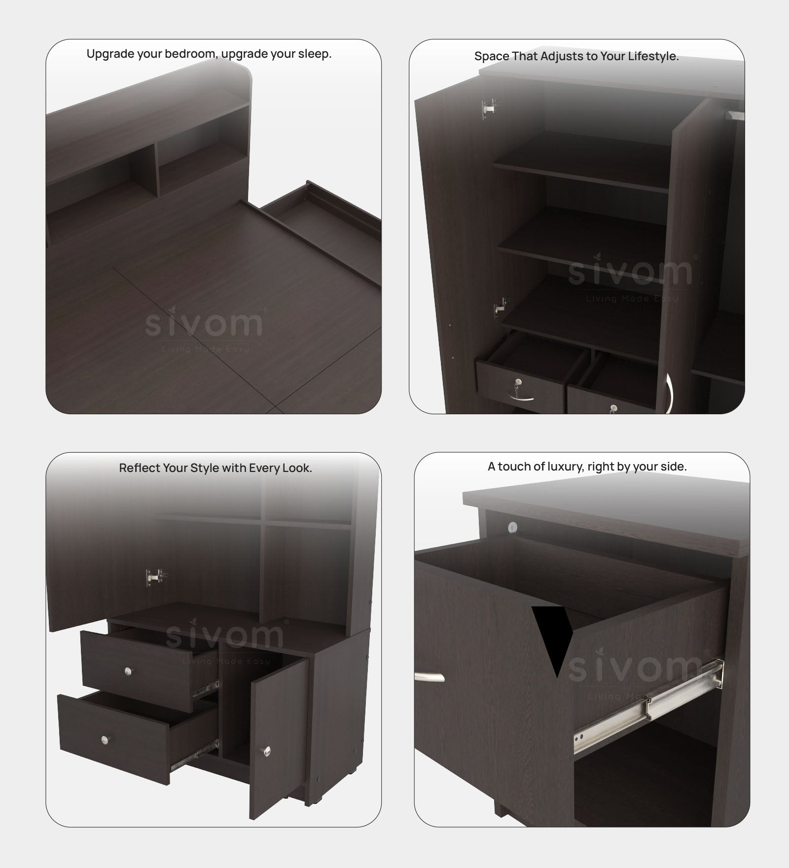 Sivom furniture Amora Queen Bedroom Combo