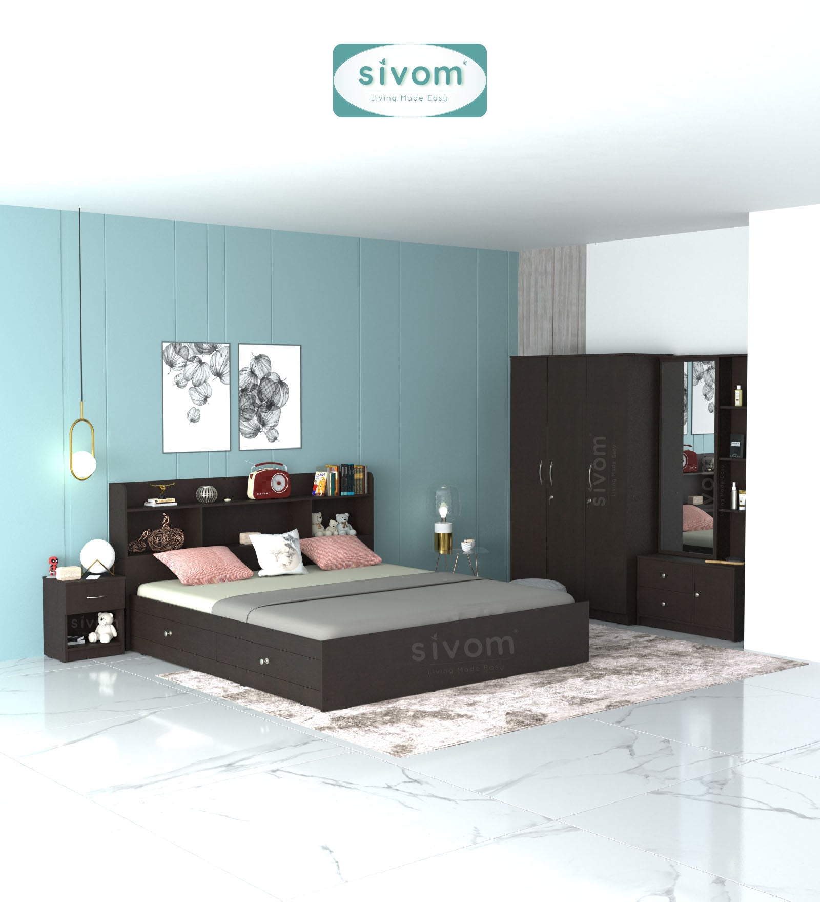 Sivom furniture Amora Queen Bedroom Combo