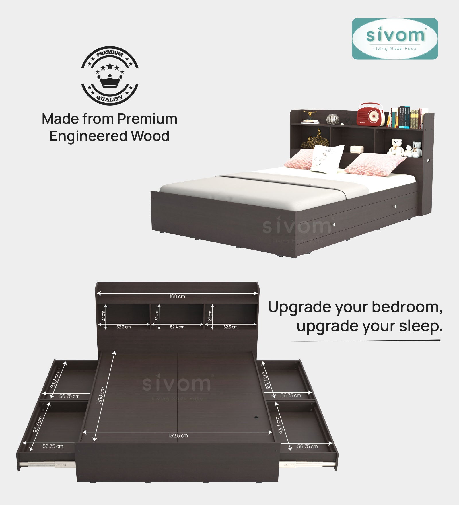 Sivom furniture Amora Queen Bedroom Combo