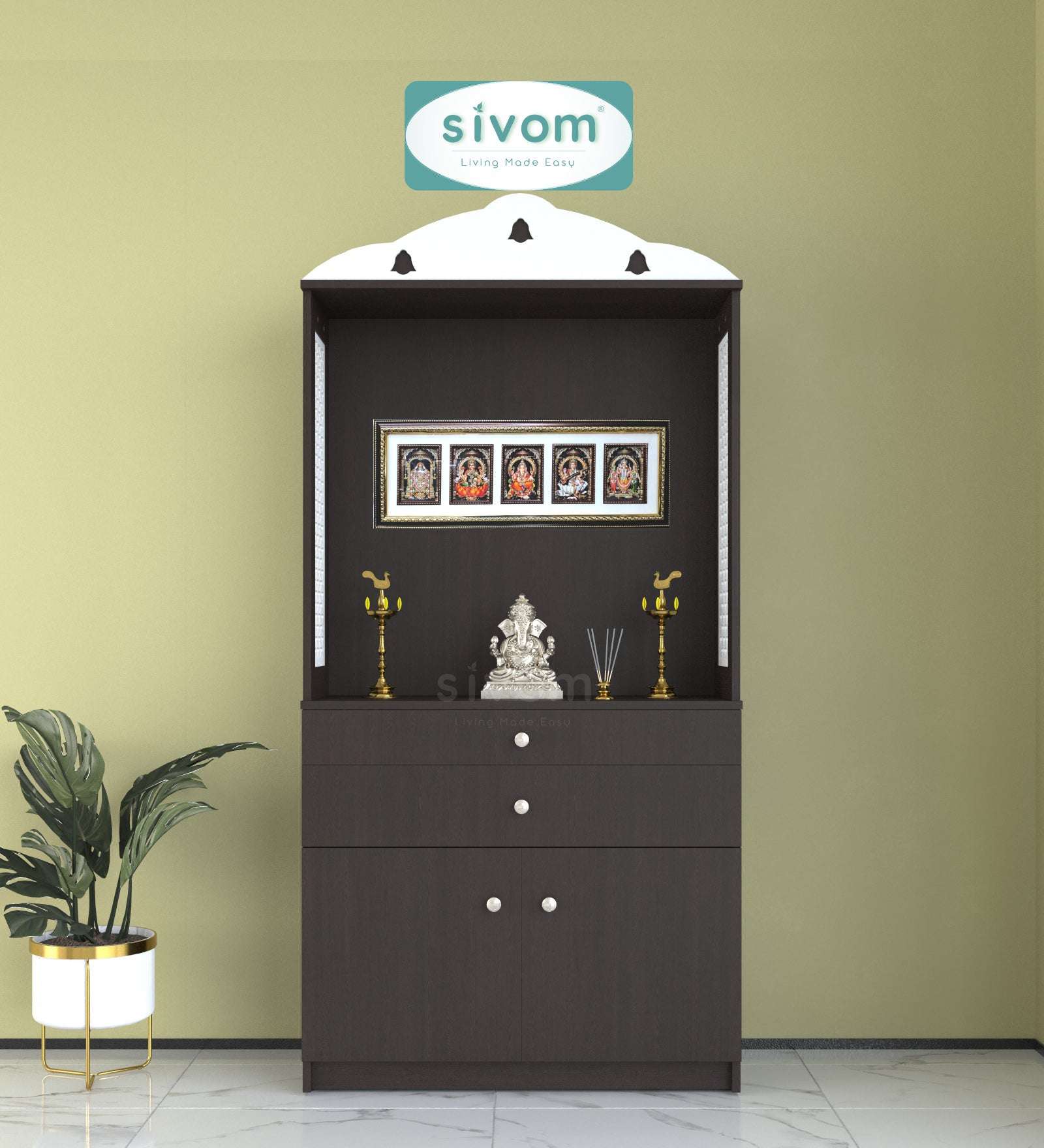 Sivom SIVOM Aradhana Home Temple/Pooja Unit/Home Mandir/ Engineered Wood Home Temple (Height: 148, Knock Down) for Modern Homes | Elegant Design & Premium Finish