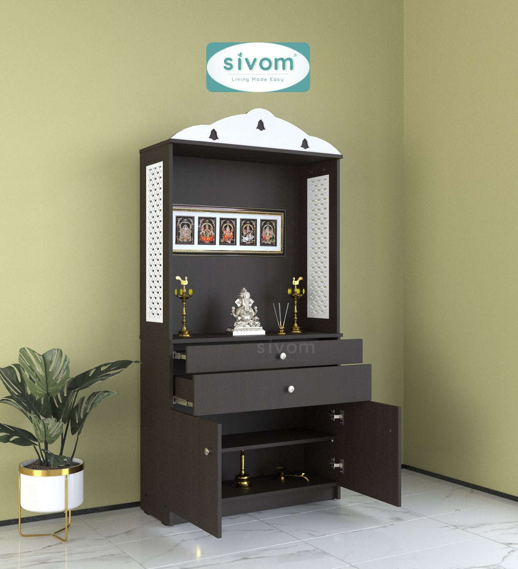 Sivom SIVOM Aradhana Home Temple/Pooja Unit/Home Mandir/ Engineered Wood Home Temple (Height: 148, Knock Down) for Modern Homes | Elegant Design & Premium Finish