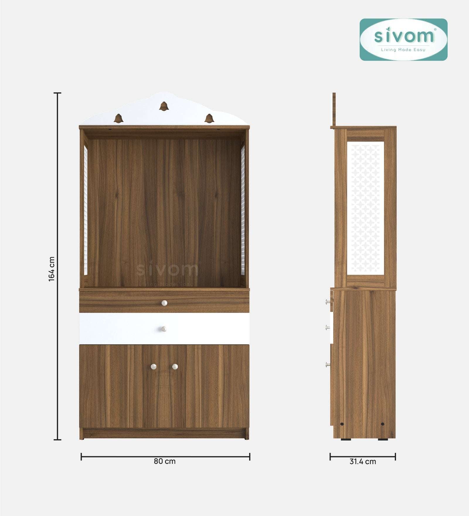 Sivom SIVOM Aradhana Home Temple/Pooja Unit/Home Mandir/ Engineered Wood Home Temple (Height: 148, Knock Down) for Modern Homes | Elegant Design & Premium Finish