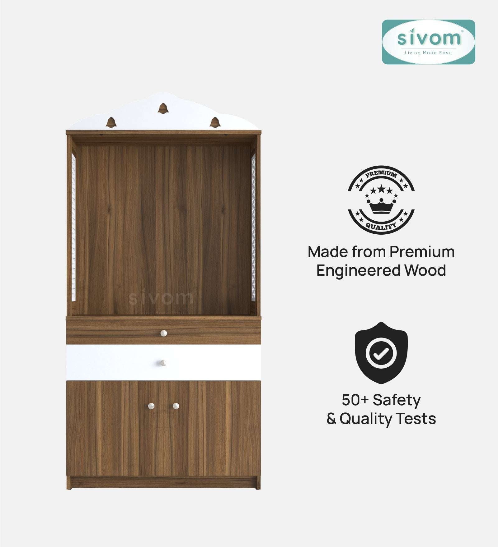 Sivom SIVOM Aradhana Home Temple/Pooja Unit/Home Mandir/ Engineered Wood Home Temple (Height: 148, Knock Down) for Modern Homes | Elegant Design & Premium Finish