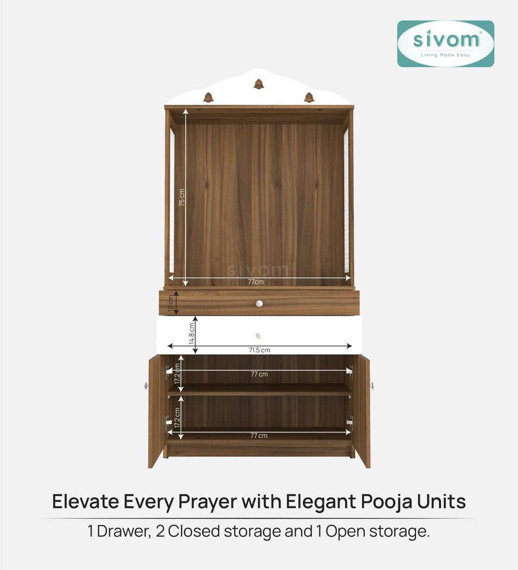 Sivom SIVOM Aradhana Home Temple/Pooja Unit/Home Mandir/ Engineered Wood Home Temple (Height: 148, Knock Down) for Modern Homes | Elegant Design & Premium Finish