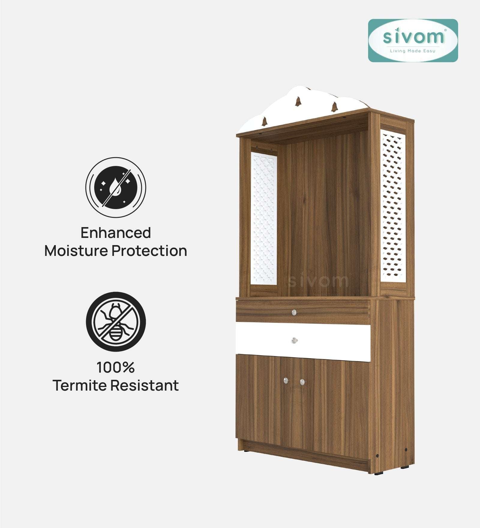 Sivom SIVOM Aradhana Home Temple/Pooja Unit/Home Mandir/ Engineered Wood Home Temple (Height: 148, Knock Down) for Modern Homes | Elegant Design & Premium Finish