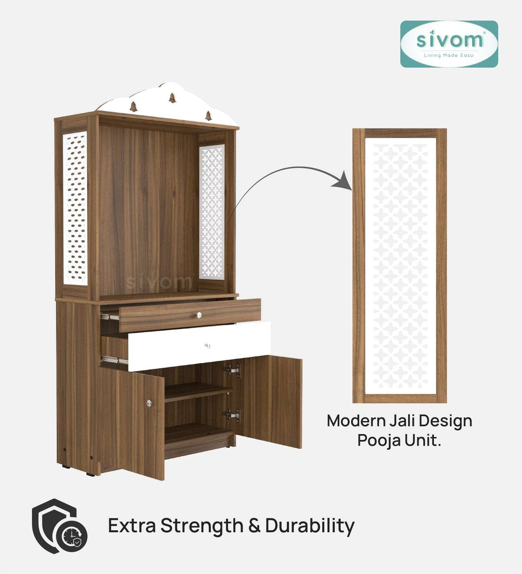 Sivom SIVOM Aradhana Home Temple/Pooja Unit/Home Mandir/ Engineered Wood Home Temple (Height: 148, Knock Down) for Modern Homes | Elegant Design & Premium Finish