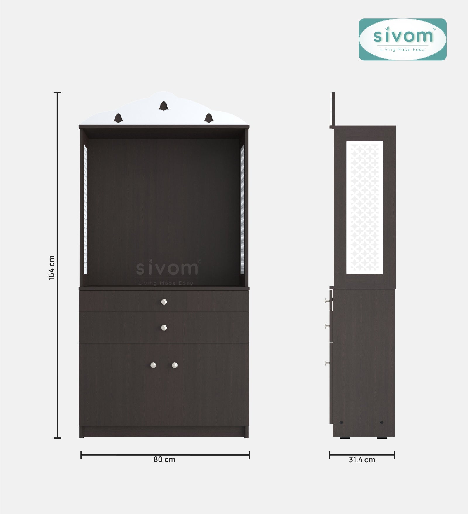 Sivom SIVOM Aradhana Home Temple/Pooja Unit/Home Mandir/ Engineered Wood Home Temple (Height: 148, Knock Down) for Modern Homes | Elegant Design & Premium Finish