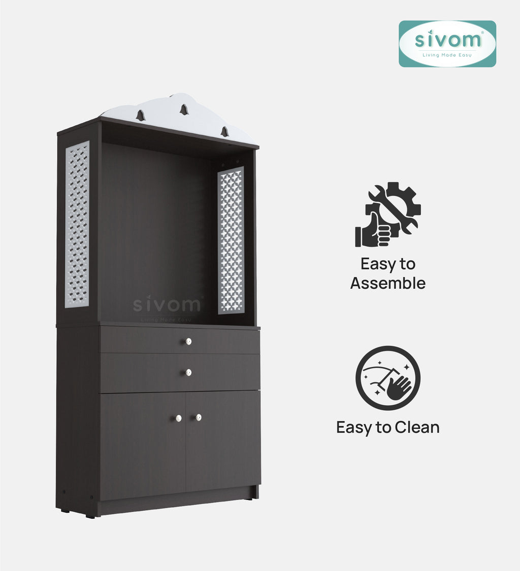 Sivom SIVOM Aradhana Home Temple/Pooja Unit/Home Mandir/ Engineered Wood Home Temple (Height: 148, Knock Down) for Modern Homes | Elegant Design & Premium Finish