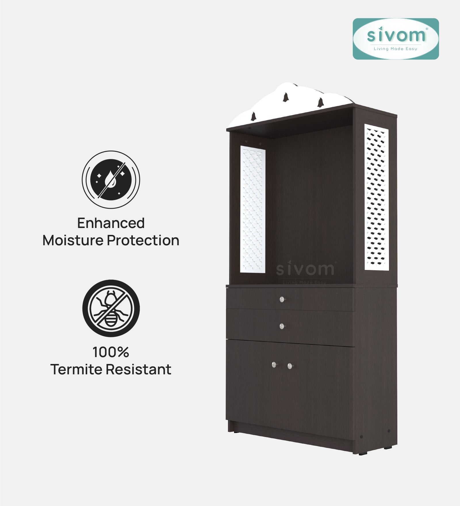 Sivom SIVOM Aradhana Home Temple/Pooja Unit/Home Mandir/ Engineered Wood Home Temple (Height: 148, Knock Down) for Modern Homes | Elegant Design & Premium Finish