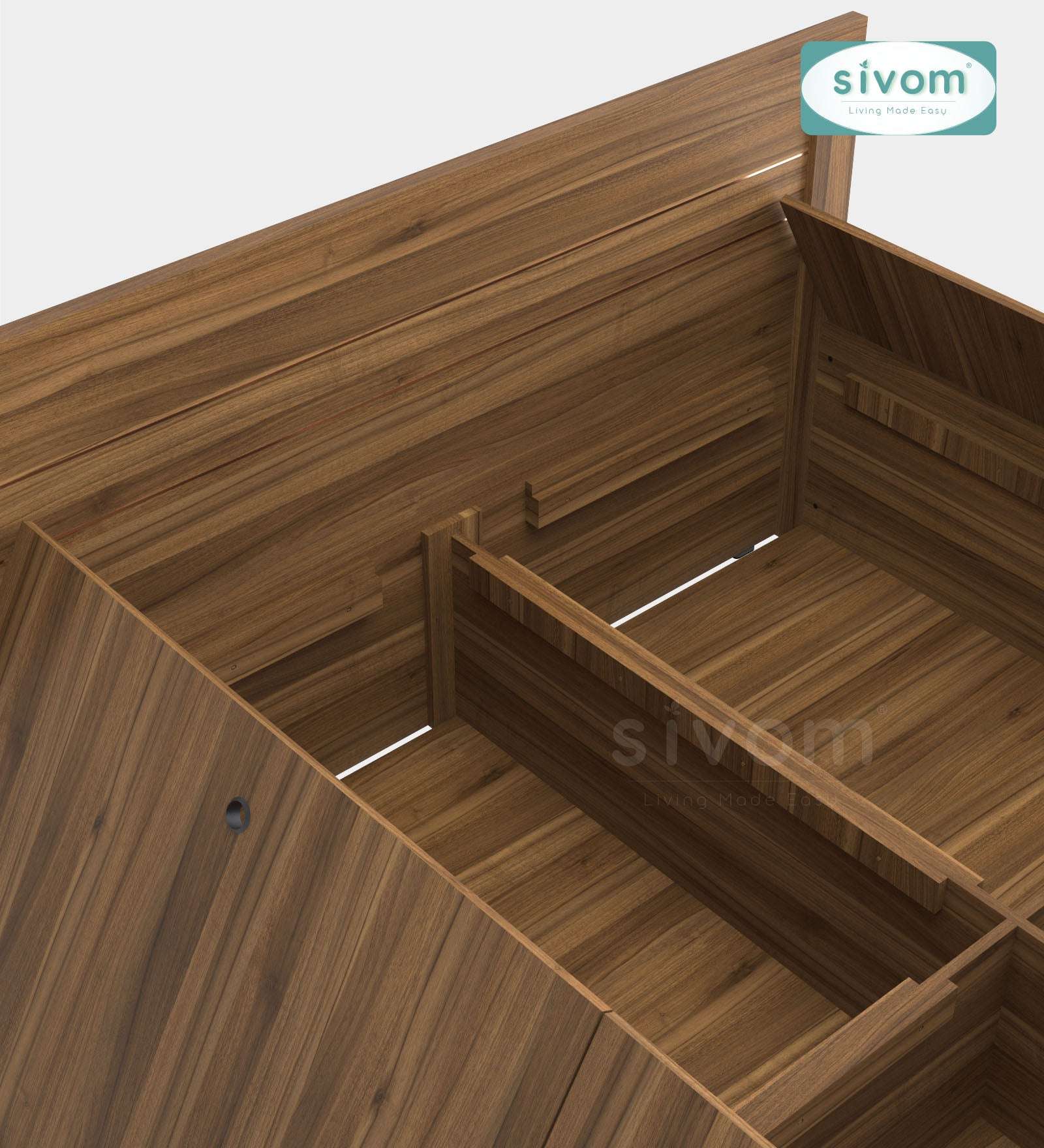 Sivom furniture SIVOM Scandi Bed with Storage Engineered Wood Queen Bed Engineered Wood Queen Bed (Delivery Condition - Knock Down)