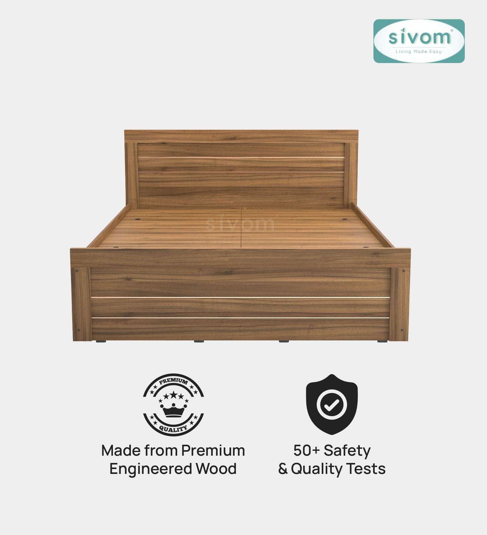 Sivom furniture SIVOM Scandi Bed with Storage Engineered Wood Queen Bed Engineered Wood Queen Bed (Delivery Condition - Knock Down)