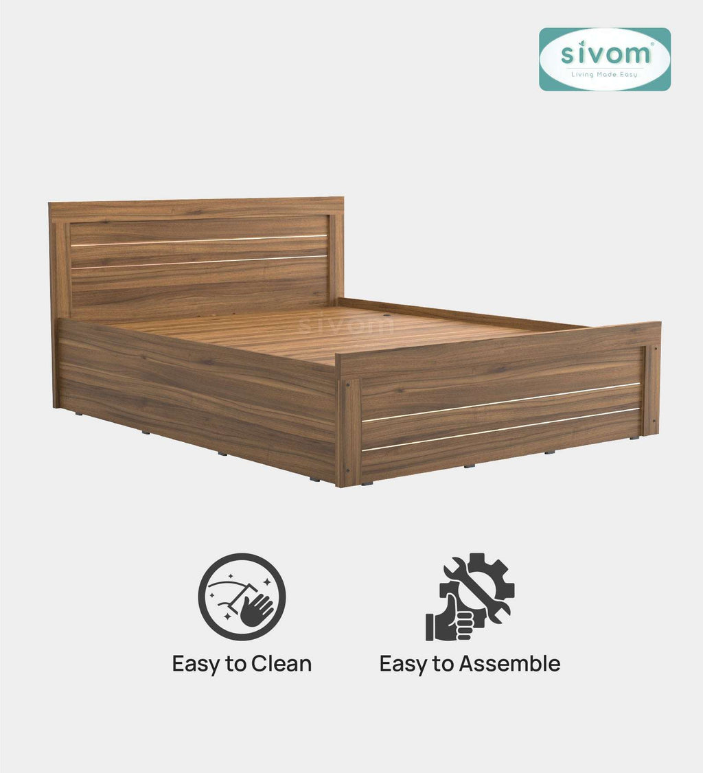 Sivom furniture SIVOM Scandi Bed with Storage Engineered Wood Queen Bed Engineered Wood Queen Bed (Delivery Condition - Knock Down)