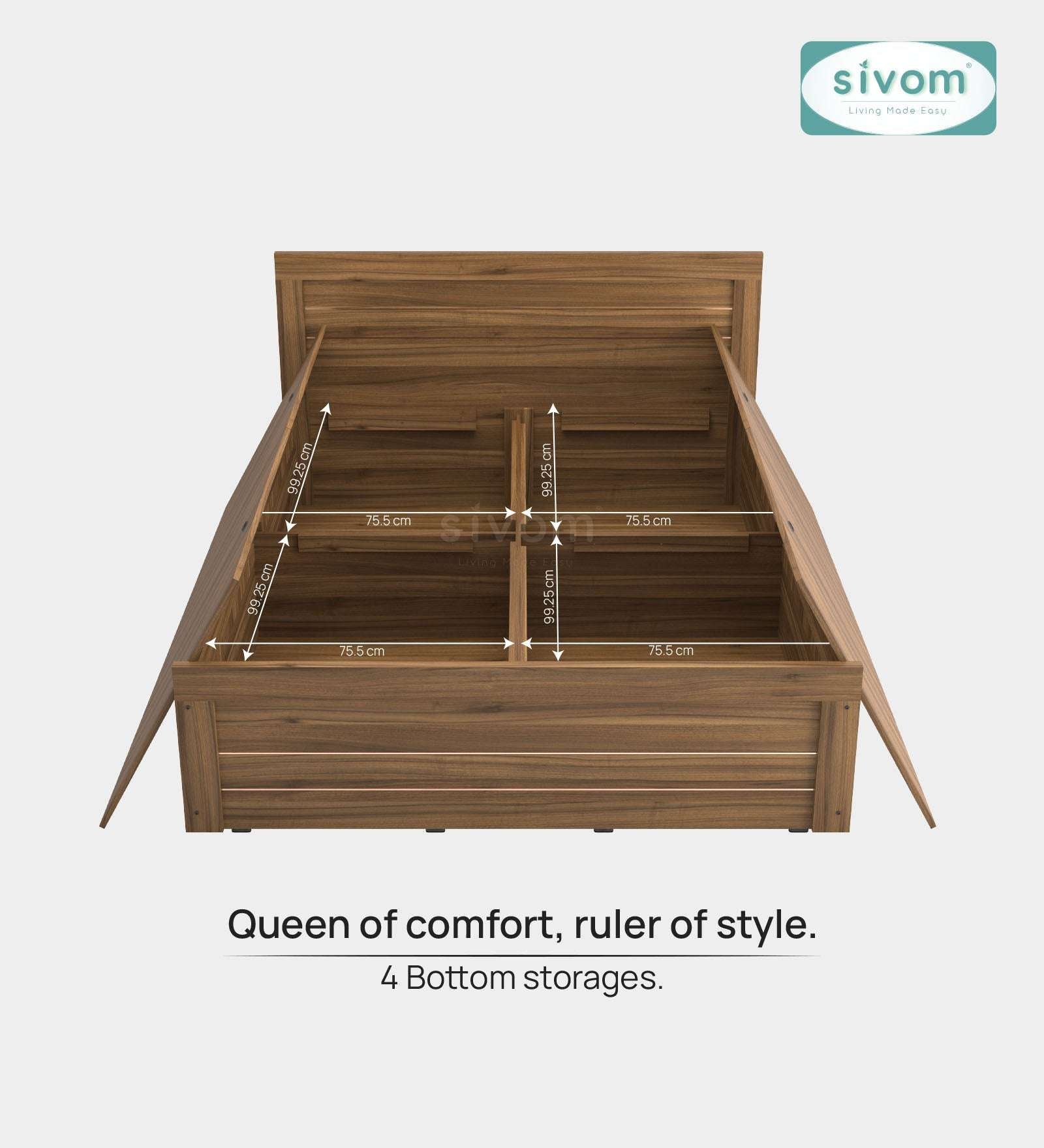 Sivom furniture SIVOM Scandi Bed with Storage Engineered Wood Queen Bed Engineered Wood Queen Bed (Delivery Condition - Knock Down)