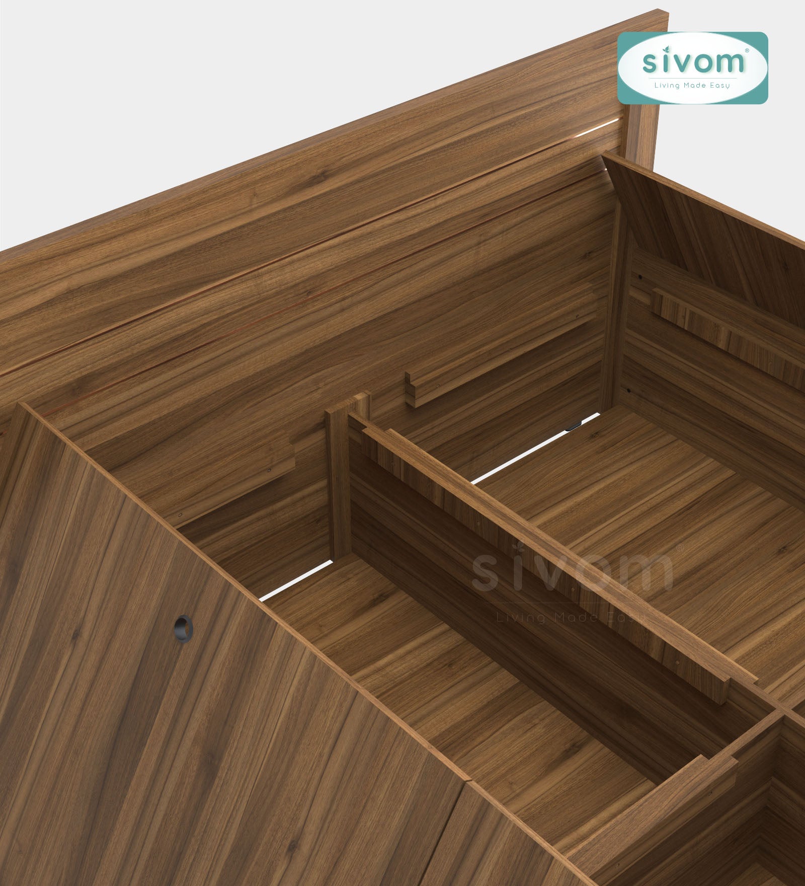 Sivom furniture SIVOM Scandi Bed with Storage Engineered Wood Queen Bed Engineered Wood King Bed (Delivery Condition - Knock Down)