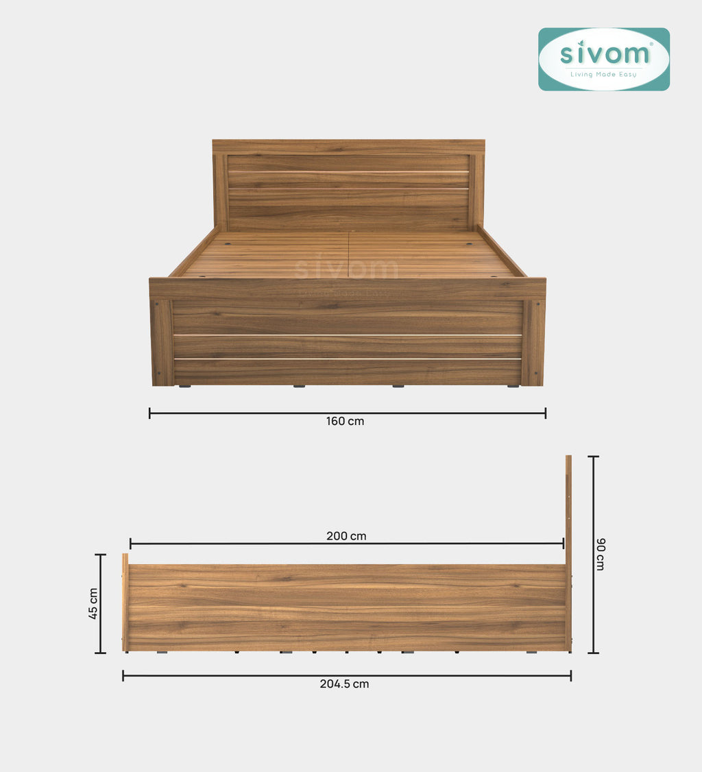 Sivom furniture SIVOM Scandi Bed with Storage Engineered Wood Queen Bed Engineered Wood King Bed (Delivery Condition - Knock Down)