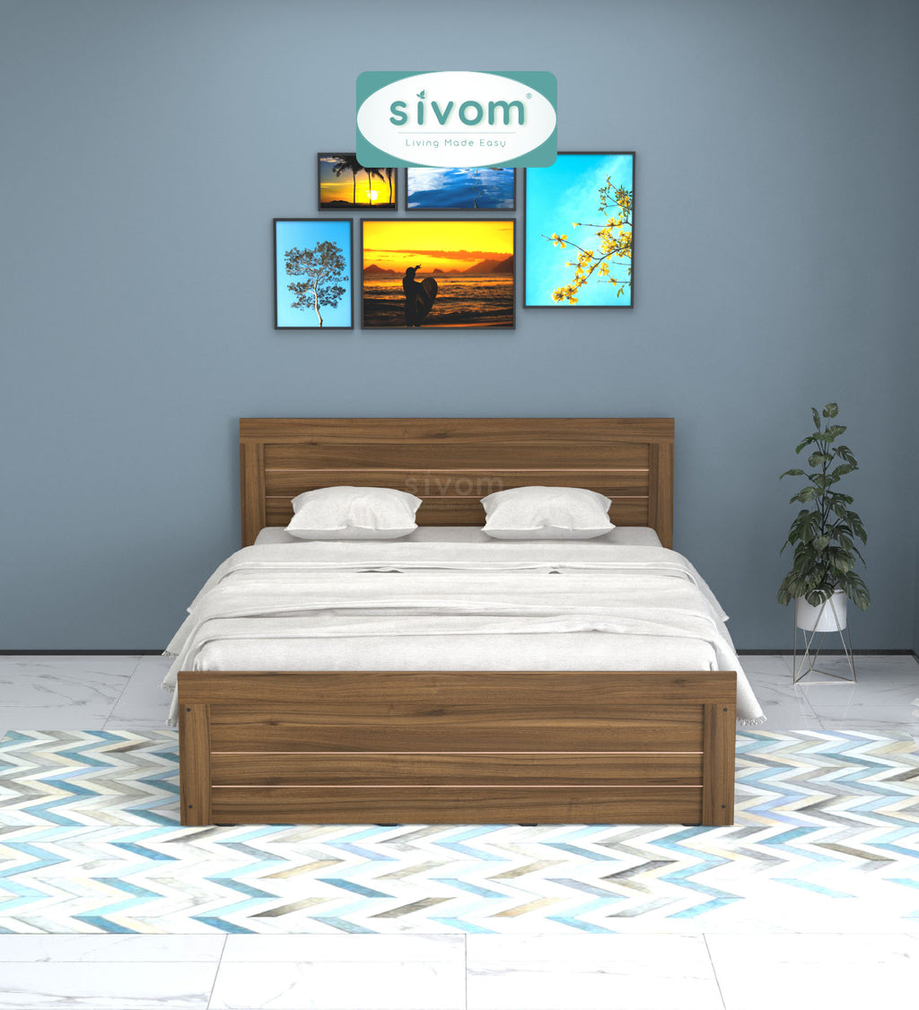 Sivom furniture SIVOM Scandi Bed with Storage Engineered Wood Queen Bed Engineered Wood King Bed (Delivery Condition - Knock Down)