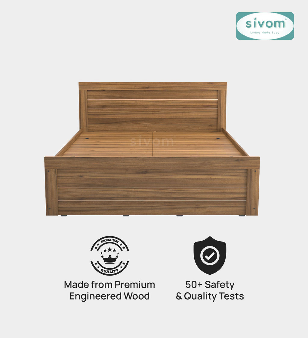 Sivom furniture SIVOM Scandi Bed with Storage Engineered Wood Queen Bed Engineered Wood King Bed (Delivery Condition - Knock Down)