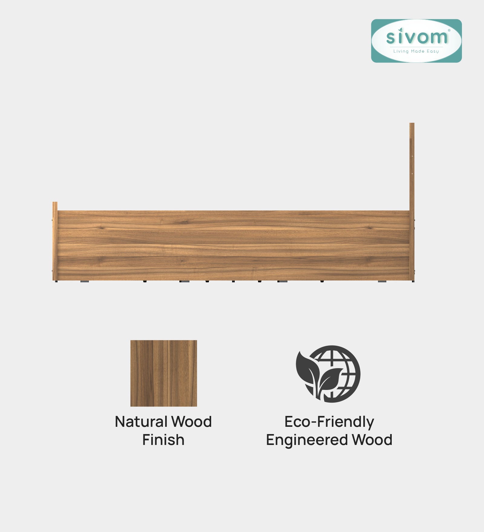 Sivom furniture SIVOM Scandi Bed with Storage Engineered Wood Queen Bed Engineered Wood King Bed (Delivery Condition - Knock Down)