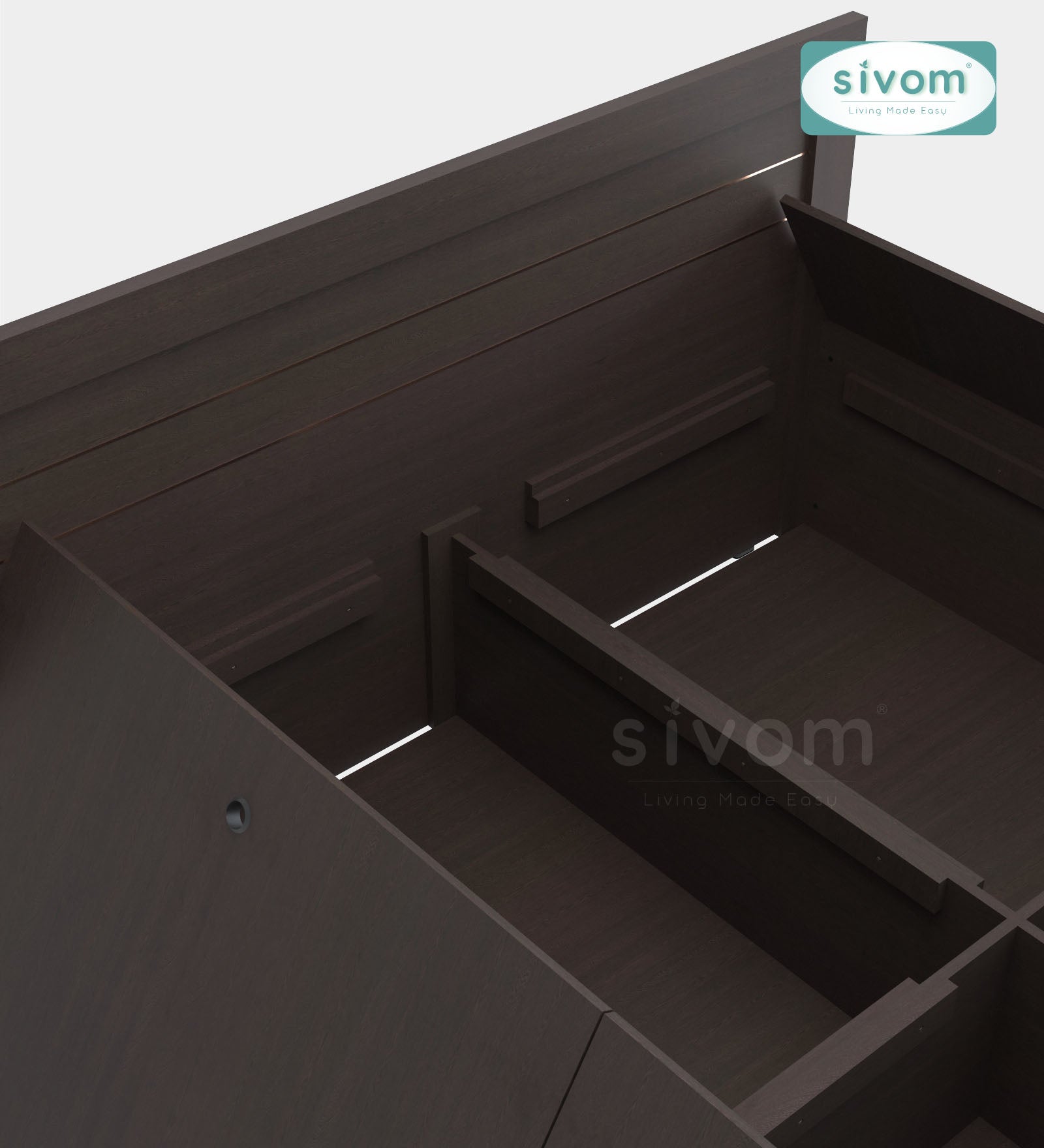 Sivom furniture SIVOM Scandi Bed with Storage Engineered Wood Queen Bed Engineered Wood King Bed (Delivery Condition - Knock Down)